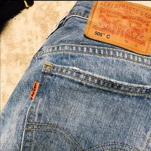 ⭐️RARE⭐️ vintageLEVIS 505 cropped orange tab jeans